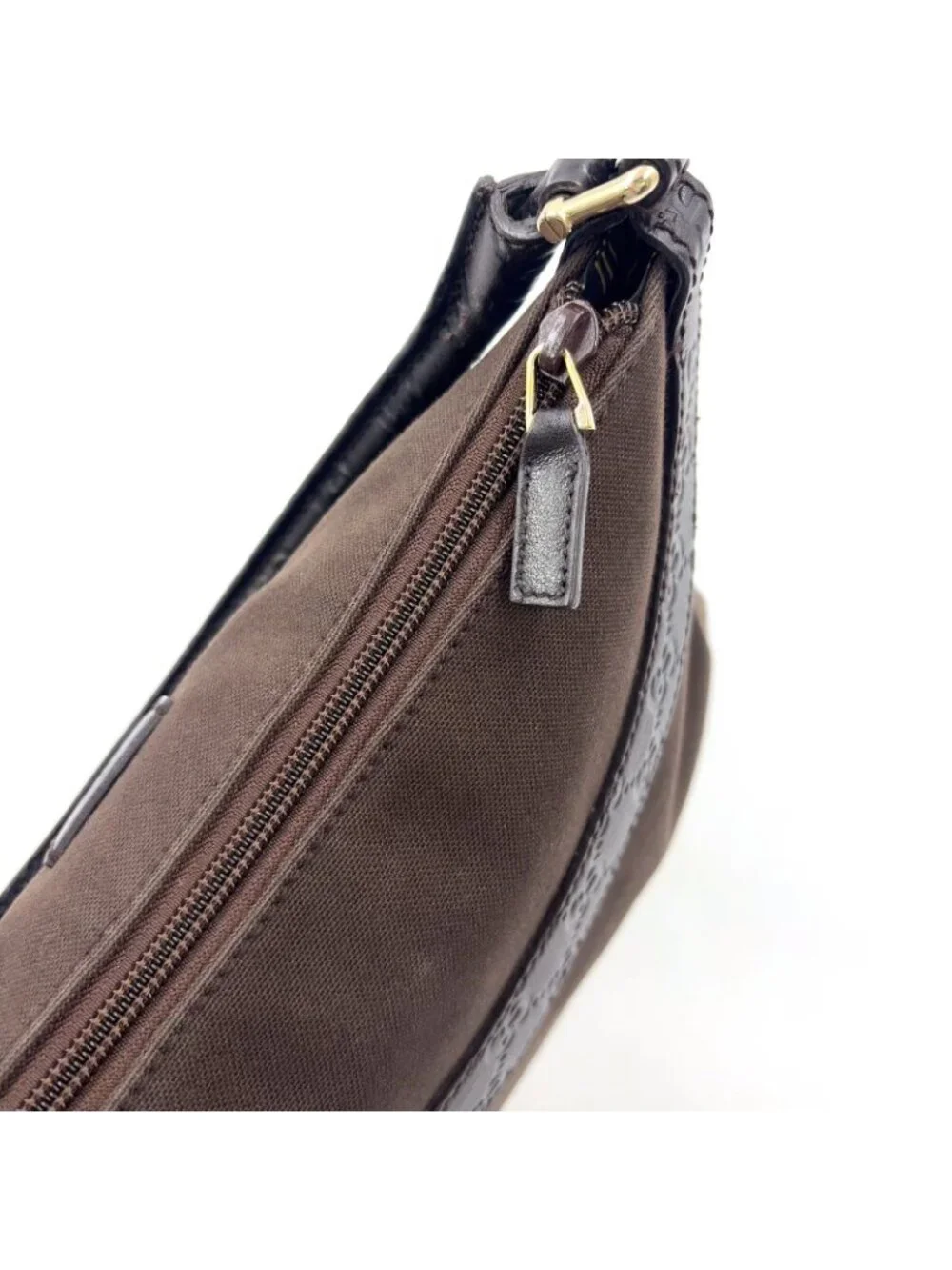 ★SOLD★ Gucci Limited Guccissima Leather Canvas Dark Brown Shoulder Bag Silver - Picture 12 of 15